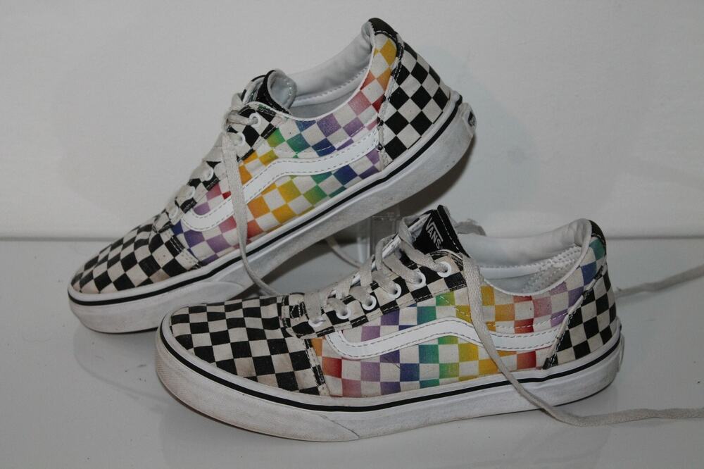 Vans Checkerboard Sneakers Youth 5Y, Black Multi Canvas, Skatecore, Streetwear